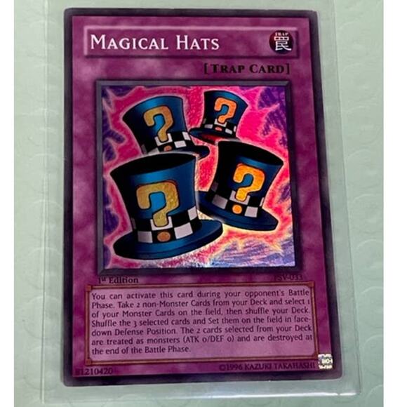 Vintage, YuGiOh Pharaoh's Servant Magical Hats PSV-033 1st Ed-Holo Super Rare NM - Picture 1 of 6